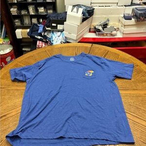 Pro Edge KU Jayhawks Front and Baxk  Navy T-Shirt with Logo